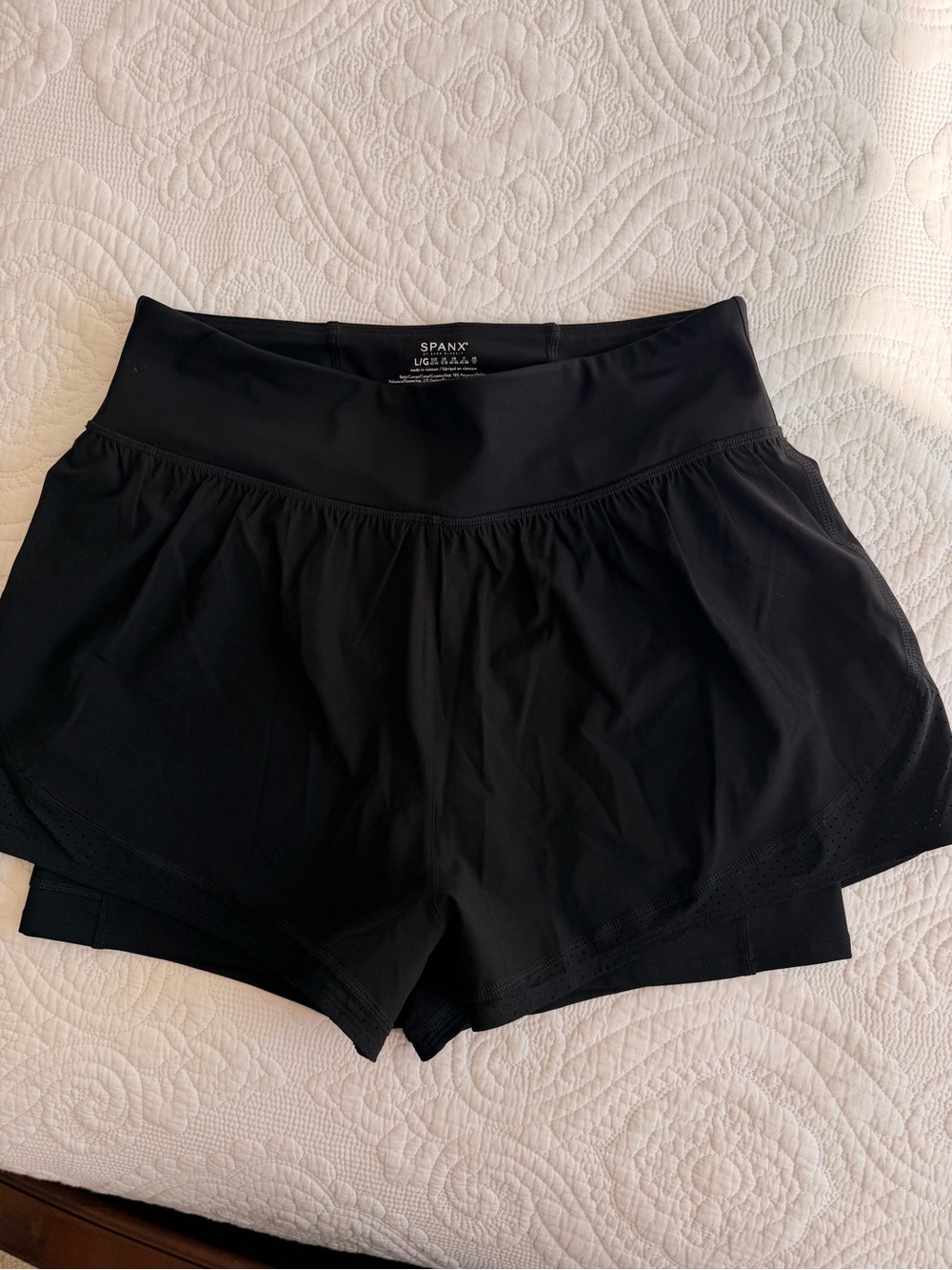 SPANX Black Women's running shorts with Inner Shorts liner
